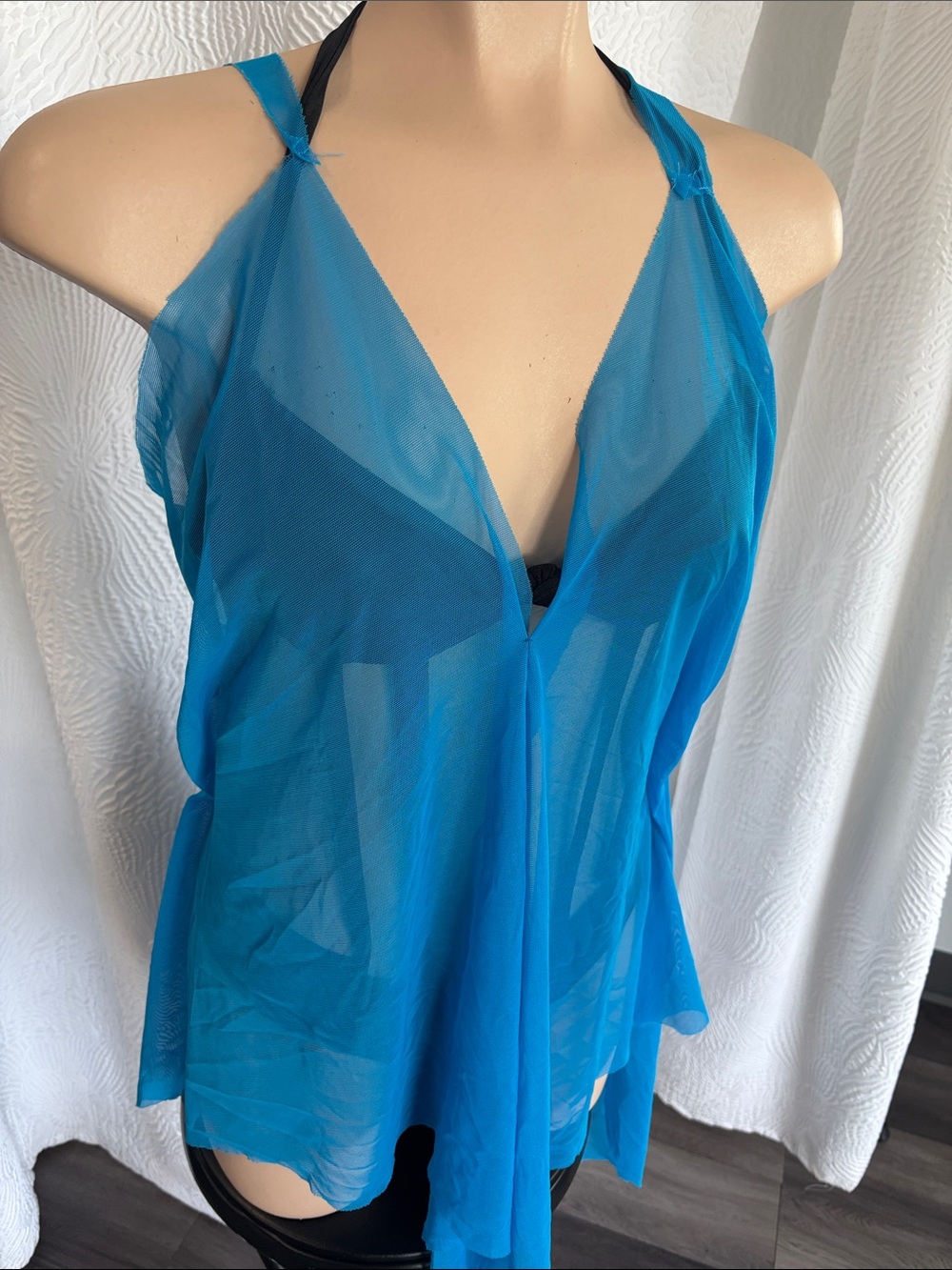 Sheer Blue Halter Cover-Up Top - Women Accessories